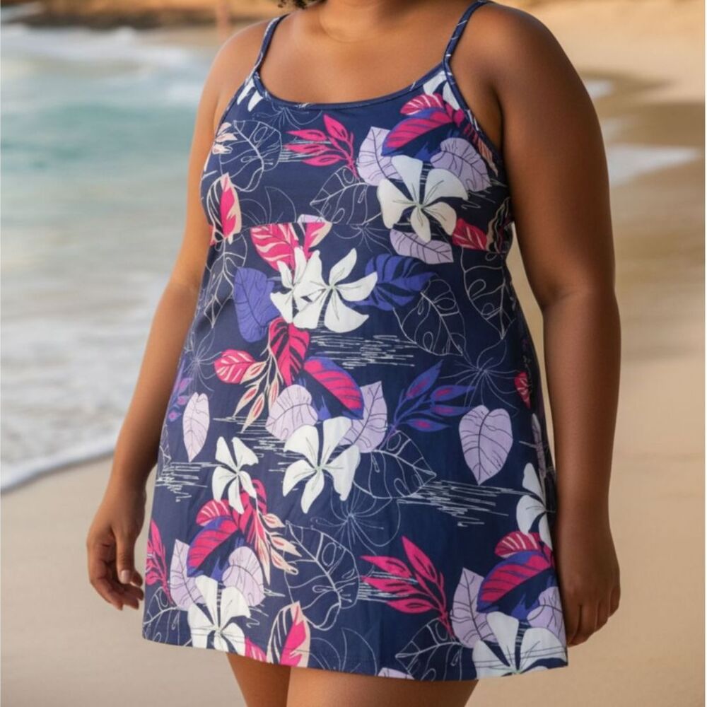 Columbia Sportswear Freezer III Dress Womens 3X Navy Tropical PFG Outdoors Fish